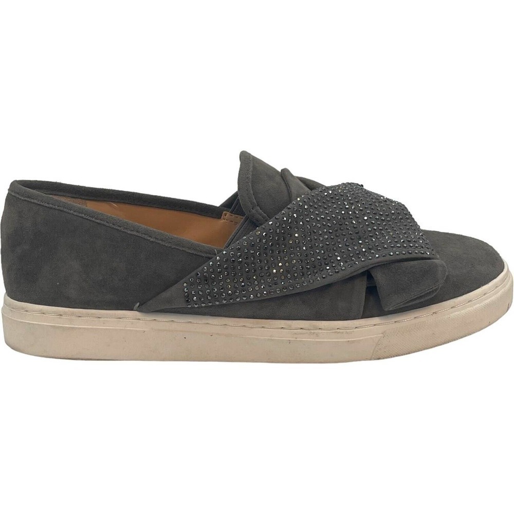 Vince Camuto Gray Barita Suede Rhinestone Slip On Sneaker Flat Size 8M - Picture 4 of 13